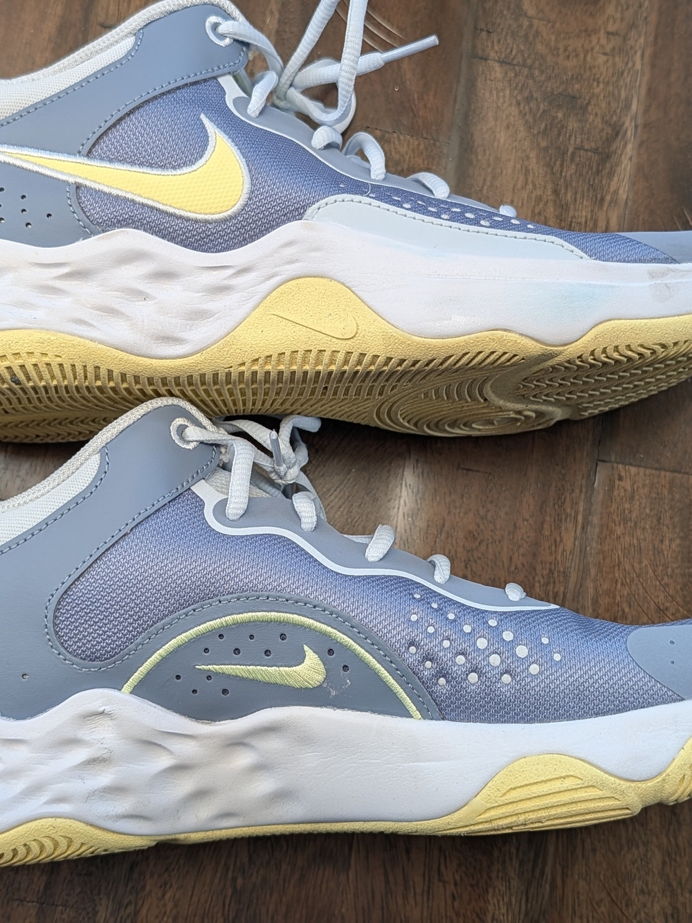 Nike Gray With Yellow Fly by Mid 3 Basketball Shoes Size 12 Men's Sneakers